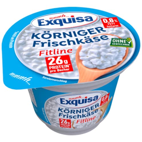 Exquisa Körniger Frischkäse Fitline natur 0,8 % Fett absolut 200 g –  foodpipe