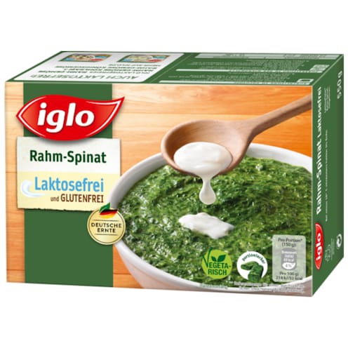 Rahm-Spinat 550 glutenfrei laktose- iglo – foodpipe und g
